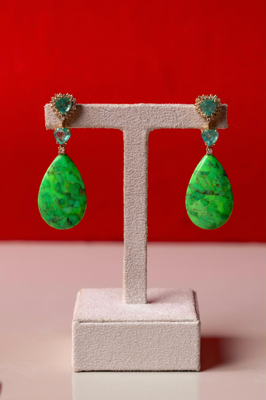 Brinco Gota Esmeralda & Turquesa Verde