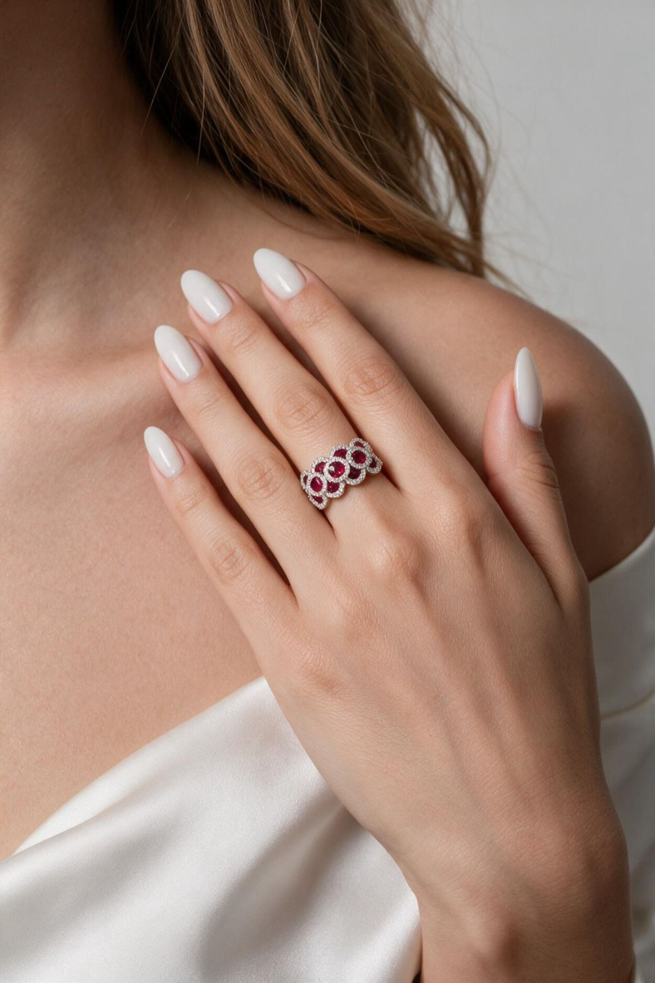 Anel Rubi Com Diamantes
